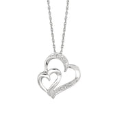 Silver Diamond Accent .03Ct Interlocked Hearts Necklace